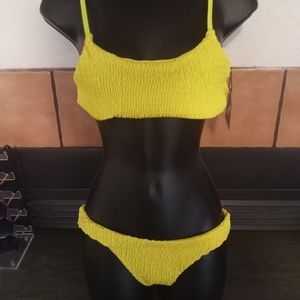 Yellow ruffle bikini set